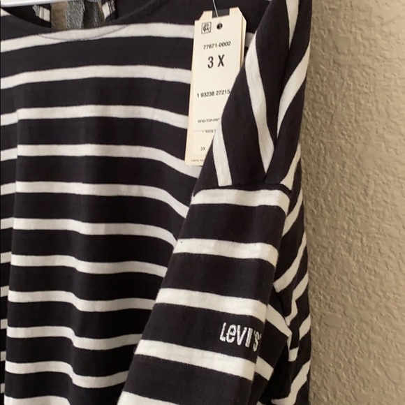 LEVI’S Women’s Black & White Striped Long Sleeve Top Plus Size 3XL NWT - Picture 3 of 12